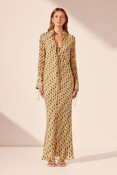 Shirt Maxi Dress, Tie Maxi Dress, Multi Dress, Shona Joy, Shirt Tie, Maxi Shirt Dress, Dress With Tie, Sheer Chiffon, Chiffon Shirt