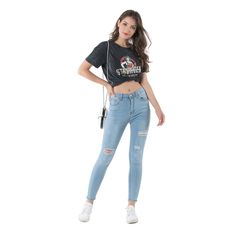 FREE SHIPPING High Waisted Skinny Jeans Female Elastic Denim Plus Size Boyfriend Jeans JKP3661 Trendy Light Wash Jeggings, Casual High Waist Jeggings For Summer, Casual Ripped Straight Leg Jeggings, Casual Ripped Jeggings For Spring, Casual Straight Leg Ripped Jeggings, Casual Stretch Ripped Pants, High Waist Casual Jeggings For Spring, Casual High Waist Jeggings For Spring, Casual High Waist Spring Jeggings