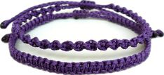 two purple crocheted bracelets with black beads