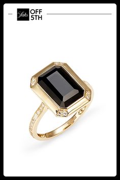 This Minimalistic Ring Crafted From Yellow Gold Is Adorned With Diamonds And Onyx. Onyx, 2.40 Tcw Diamond, 0.12 Tcw Diamond Color: Hi Diamond Clarity: I1-I2 14k Yellow Gold Made In Usa Size Width, About 0.51'' Please Note: Warranty Services Are Provided Exclusively By Effy, Saks Off 5th Is Not Responsible For These Services And Any Related Inquiries Or Claims Should Be Directed To Effy At So5repairs@effygroup.com. Center Core - Jewelry Trunk > Saks Off 5th. Effy. Size: 7. Black Stone Engagement Ring Gold Band, Black Stone Yellow Gold Ring, Gold And Onyx Ring, Oynx Rings, Onyx Antique Ring, Signet Rings Women Vintage Onyx, Gothic Engagement Ring Gold, Luxury Onyx Diamond Ring For Formal Occasions, Elegant Black Rings With Gemstone Accents