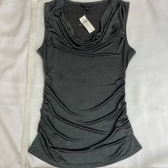 Nwt Medium Grey Banana Republic Sexy Blouse With Lots Of Stretch New -$34.99 Elegant Stretch Tank Blouse, Silver Sleeveless Top For Night Out, Summer Silver Sleeveless Top, Silver Stretch Tank Top For Summer, Chic Fitted Silver Tank Top, Chic Silver Sleeveless Top, Fitted Silver Tank Top For Summer, Silver Fitted Tank Top, Gray Summer Party Top