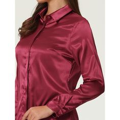 Keep your look professional and stylish in this satin shirt from Hobemty. This satin shirt can be a perfect addition to almost any outfit from formal to daily wear, great for work, meetings, office, work, casual, daily dressing, etc. Pair it with pencil skirts or suit pants for an elegant office look. Comfortable and versatile, this satin shirt can be perfect on its own or as a layer under a blazer. Fall Satin Shirt With Button Closure, Sleek Satin Button-up Blouse, Solid Color Party Shirt With Button Closure, Collared Satin Blouse With Button Closure, Workwear Satin Top With Spread Collar, Satin Spread Collar Top For Work, Satin Tops With Spread Collar For Workwear, Satin Top With Spread Collar For Work, Solid Button-up Party Shirt