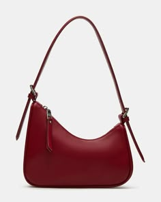 Date Night Purse, 2024 Designer Bags, Modern Baguette Shoulder Bag With Zipper Closure, Modern Baguette Shoulder Bag With Zipper, Modern Satchel Baguette Bag With Zipper, Burgundy Shoulder Bag, Red Purse Aesthetic, Dark Red Bag, 2024 Bags