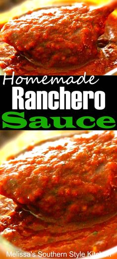 homemade ranchero sauce in two bowls with the words homemade ranchero sauce on top