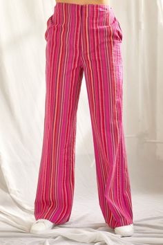 Elastic waist, side pockets. poly Hippie Chic Style, Hippie Chic Fashion, Mesh Skirt, Hippie Chic, Striped Pants, Dress Romper, Stripes Pattern, Fashion Boutique, Multi Colored