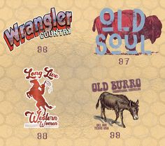 Our Retro Country Western Themed DTF Transfers offer a unique way to show off your country style. Featuring retro or vintage country western, ranch and rodeo designs. These designs will make any t-shirt or garment look like your oldest favorite. Designed with high-quality materials and muted vintage colors, you can expect superior results every time. DTF Transfers are easy to use ready to press heat transfers for canvas, 100% cotton, cotton blends and more. These may be used on dark or light gar Vintage Letter Print Tops For Western-themed Events, Retro Country, Country Vintage, Western Design, Blue Jean Jacket, Country Western, Vintage Country, Color Fabric, Vintage Western