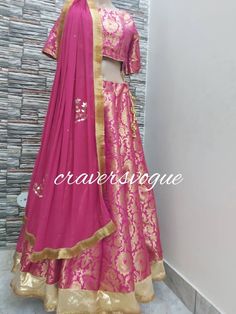 This is a three piece lehenga  dress. Lehenga and choli is made by using banarse brocade fabric. Both have soft lining inside. Dupatta plain georgette with heavy lace border on all four sides . For any kind of changes in designing please convo us. We will stitch this into your size after getting complete measurements.  Stitching  For stitched dresses you can chose from size chart or can message us for customization.our team will send you size chart for customization. Feel free to convo for any d Floor-length Brocade Choli With Dupatta, Navratri Brocade Lehenga With Dupatta, Navratri Brocade Choli With Resham Embroidery, Chandbali Lehenga With Brocade Dupatta, Designer Raw Silk Lehenga With Gota Work, Brocade Choli With Zari Work For Navratri, Brocade Lehenga With Resham Embroidery For Navratri, Reception Choli With Gota Work In Banarasi Silk, Banarasi Silk Choli With Gota Work For Reception