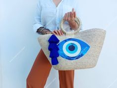 Bohemian Straw Bag For Beach Season Shopping, Beige Straw Bag For Summer Gift, Bohemian Straw Tote Beach Bag, Blue Jute Straw Bag For Summer, Handmade Bohemian Straw Bag For Beach, Handmade Summer Shopping Bag, Blue Jute Bags For Summer, Blue Bohemian Straw Bag, Bohemian Crochet Bag For Beach Shopping