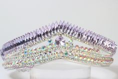 FAST SHIPPING Approx.  2" tall Beautiful sparkling crystal tiara in Silver AB and Lilac Stones. Perfect for your Quinceañera, Wedding, First Communion or Confirmation. It has a loop at the end of each side to attach it in your hair with bobby pins for added security. We usually ship within 1-2 business days. Crown Sweet 16, Communion Tiara, Quinceanera Crown, Lilac Stone, Tiara Bridal, Crystal Tiara, Crown Wedding, Crystal Tiaras, Wedding Tiara