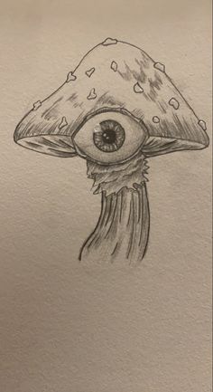 a drawing of a mushroom with an eye on it