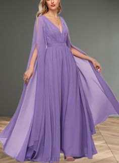 Kinsley A-line V-Neck Floor-Length Chiffon Evening Dress With Pleated UKP0020896 Fabric:: Chiffon Embellishment:: Pleated Silhouette:: A-line Length:: Floor-Length Neckline:: V-Neck Straps&Sleeves:: 1/2Sleeves BackStyle:: BackZip,VBack FullyLined:: NO Built-InBra:: Yes Boning:: No Features:: Belt/Sash,NoLegSlit ModelName:: Alison Height:: 5.8ft（176cm） Bust:: 32in（82cm） Waist:: 24in（61cm） Hips:: 35in（89cm） WearingSize:: US2/UK8/EU34 ModelName:: Anna Height:: 5.6ft（171cm） Bust:: 40in（102cm） Waist:: 31in（79cm） Hips:: 45in（114cm） WearingSize:: CustomSize This dress could be custom made, there are no extra cost to do custom size and color. V-neck Georgette Chiffon Wedding Dress, Elegant V-neck Dress With Flowy Skirt, Formal Flowy V-neck Dress, Flowy Chiffon Dress With Surplice Neckline, Chiffon V-neck Evening Dresses, Flowy V-neck Formal Dress, V-neck Georgette Wedding Dress, Purple V-neck Chiffon Party Dress, V-neck Georgette Chiffon Dress For Wedding