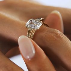 3Stone Emerald Cut Diamond Bezel Engagement Ring Emerald Bezel Engagement Ring With Band, Bezel Emerald Ring, Emerald Cut Bezel Ring, Bezel Emerald Cut Engagement Ring, Emerald Cut Bezel Engagement Ring, Engangement Rings, Bezel Emerald Engagement Ring, Emerald Bezel Engagement Ring, Wedding Stack