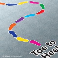 the logo for toe to heel is shown in multi - colored circles on a gray background