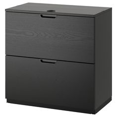 a black filing cabinet with two drawers