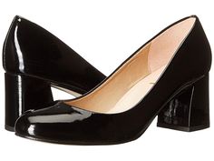 French Sole Trance - Women's Flat Shoes : Black Patent Leather : The French Sole Trance pumps paint you as pretty as a picture with a classic silhouette, plain round toe, and wrapped block heel. Available in a variety of leather finishes. Please note: upper material is listed in the color name. Easy slip-in wear. Breathable textile lining. Lightly padded footbed provides long-lasting comfort. Leather outsole with heel taps. Made in Spain. Measurements: Heel Height: 2 1 4 in Weight: 8 oz Product Flat Shoes Black, Black Patent Leather Shoes, Shiny Shoes, Women's Flat Shoes, Heel Tap, Round Toe Heels, Womens Wedges, Black Patent Leather, Flat Shoes