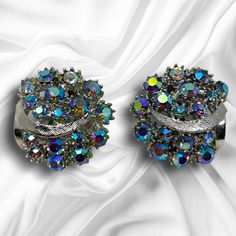 Vtg 1960s ART Aurora Borealis Crystal Silver Tone Earrings Signed Couture Runway Part of large buyout of former Manhattan jewelry store that was shuttered in the 1980's. Item is in good overall pre-owned condition; no flaws noted; please see photos for complete condition assessment. 1960s Art, Aurora Borealis Crystal, Couture Runway, Aurora Borealis, Fort Worth, Jewelry Store, Assessment, Jewelry Stores, Clip On Earrings