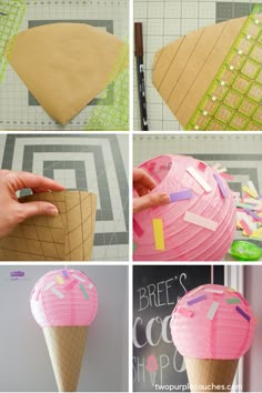 how to make an ice cream cone with construction paper and glue on it for decoration