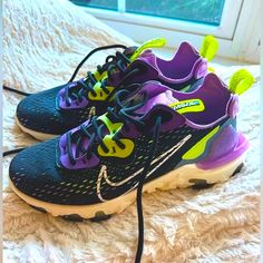 Nike React Vision Gravity Purple Volt Shoes Women’s 7.5 Green Black White Tennis. Nwot. Sneakers. Athletic. Casual. Purple Streetwear Running Shoes With Laces, Purple Lace-up Running Shoes With Boost Midsole, Purple Running Shoes For Streetwear, Purple Streetwear Running Shoes With Round Toe, Nike Purple Running Shoes For Streetwear, Purple Sneakers With Laces For Running Errands, Purple Sneakers With Laces, Nike Breathable Purple Running Shoes, Purple Low-top Running Shoes With Laces