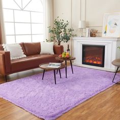 a living room filled with furniture and a fire place next to a window on top of a hard wood floor