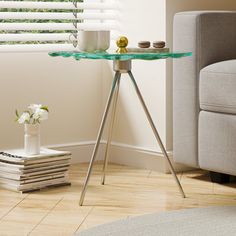 a living room scene with focus on the end table