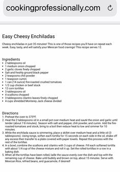 the recipe for easy cheesy enchiladas is shown on an iphone