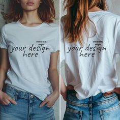 This listing includes 4x High Quality 300 DPI JPG 6250 x 6250px front and back white tee shirt mockups.  - 1x Front Facing - 1x Back view - 1x Front and Back View side by side - 1x Front Facing and Back View in smaller window Elevate your designs with these high resolution mockups from smallbizkit Co.! We specialise in delivering the most contemporary and distinctive digital mockups at a budget-friendly rate. Our digital mockups serve as the ideal platform to showcase your designs, ensuring they Fitted Crew Neck T-shirt With Custom Print, Basic Cotton Sublimation T-shirt With Custom Print, Fitted Crew Neck Shirt With Sublimation Print, Basic White Shirt With Graphic Print, White Basic Shirt With Graphic Print, Classic Short Sleeve Tops With Branding, Basic White Tops With Sublimation Print, Basic Cotton Tops With Sublimation Print, Relaxed Fit Crew Neck Shirt With Sublimation Print