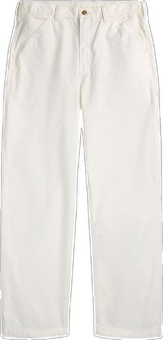 White Straight Leg Jeans With Belt Loops, Classic White Straight Pants, White Straight Pants With Belt Loops, White Casual Jeans With Belt Loops, White Cropped Jeans With Belt Loops, White Cropped Leg Jeans With Belt Loops, Classic White Tapered Leg Bottoms, White Straight Jeans With Five Pockets, Classic White Pants With Belt Loops