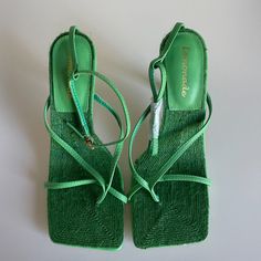 Brand New Green Square Toe Heels For Spring, Spring Green Square Toe Heels, Green Heels With Wrapped Heel For Spring, Spring Green Wedge Heels, Miss Lola, Shoes Green, Green Heels, Shoes Women Heels, Shoes Heels