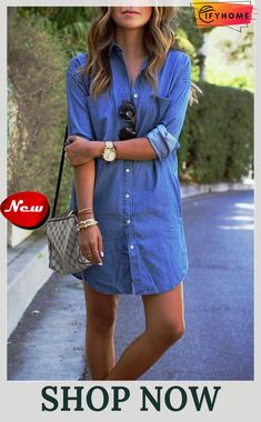 Plus Size Denim Long Sleeve Shirt Dress Summer Denim Top For Workwear, Casual Collared Denim Dress For Fall, Casual Long Sleeve Denim Dress For Spring, Chic Long Sleeve Denim Summer Dress, Chic Long Sleeve Summer Denim Dress, Casual Denim Dress For Fall Day Out, Trendy Medium Wash Shirt Dress For Spring, Trendy Denim Shirt Dress For Spring, Trendy Denim Shirt Dress For Fall