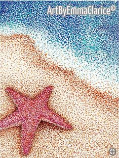 a pink starfish on the beach with blue sky in the background