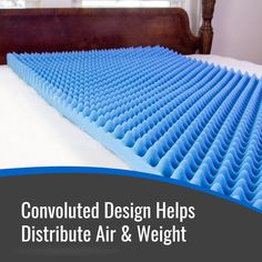 an air and weight mattress is shown with the words, convoluted design helps distribute air & weight