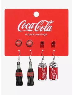 Coca-Cola Soda Can Earring Set Hamburger Menu Icon, Right Arrow Icon, Coca Cola Can, Hello Kitty House, Cola Bottle, Emily The Strange, Location Icon, Bee And Puppycat, Blue Beetle