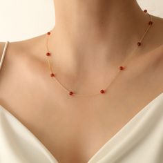 Carnelian Necklace,14k Gold or Sterling Silver,Real Carnelian Necklace,Gemstone Jewelry ❤️❤️❤️❤️❤️❤️ Sizing: Length is measured from clasp to the very first ring, with one inch of 3mm rings for size adjustment. For example, a 16 inch necklace is adjustable between 16 and 17 inches. Other styles are available in our shop at https://www.etsy.com/shop/GoldPersonalized?ref=seller-platform-mcnav Please contact us if you have any questions or requests/ideas for our shop, we'd love to hear from you! Round Carnelian Beaded Necklaces For Gifts, Carnelian Beaded Necklaces As Gifts, Carnelian Beaded Necklaces For Gifts, Elegant Faceted Carnelian Necklace, Red Faceted Carnelian Necklaces, Red Crystal Necklace With Natural Stones, Red Faceted Carnelian Jewelry, Red Carnelian Gemstone Necklace, Round Carnelian Necklace With Polished Beads