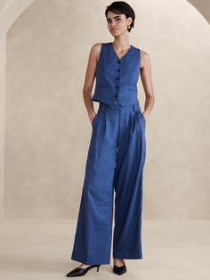 Linen-Blend Wide-Leg Pleated Trouser | Banana Republic Factory Banana Republic Factory, Color Analysis, Sewing Project, Linen Blend, Banana Republic, Full Length, Wide Leg, Spring Summer, Trousers