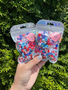 Each bead confetti bag is sold individually with its own spool of elastic thread to make your own jewelry! Perfect for some 4th of July themed jewelry:) ❤️🤍💙 Heart Shaped Beads For Crafts And Gifts, Multicolor Letter Beads Craft Supplies For Crafting, Heart-shaped Round Beads For Crafts And Gifts, Multicolor Letter Beads For Crafting, Heart-shaped Round Beads For Crafts, Colorful Round Beads For Gift Making Craft Supplies, Assorted Colorful Beads For Craft Gift, Assorted Colorful Beads Craft Supplies For Gifts, Assorted Round Beads For Crafting