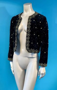 Vintage 80s Black VELVET GOLD Stevie Nicks Embellished Shortie | Etsy Vintage Fall Blazer For Parties, Vintage Fall Party Blazer, Vintage Blazer For Fall Party, Vintage Gold Outerwear For Formal Occasions, Gold Vintage Outerwear For Formal Occasions, Vintage Winter Outerwear For Costume Party, Gold Vintage Formal Outerwear, Vintage Gold Blazer For Evening, Vintage Gold Blazer For Winter