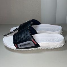 Under Armour Unisex Ua Ft Sway Slides New, Size 13m, 14.5w,Very Comfy, Last One! White Slides With Textured Footbed For Sports, Sporty White Sneakers With Textured Footbed, White Breathable Slides With Round Toe, Sporty White Breathable Slides, White Breathable Slip-on Slides, Under Armour Slip-resistant Jogging Shoes, Under Armour Slip-resistant Running Shoes With Round Toe, Under Armour Slip-resistant Running Shoes For Sports, Under Armour Summer Moisture-wicking Activewear