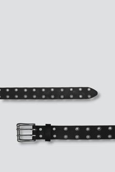 Black Leather Double Eyelet Belt from Assembly New York. Made by hand. Variable closure per size. - 100% Leather - Width: 1.5" Black Leather Belt With Edgy Style, Edgy Leather Belts With Belt Loops, Black Leather Belt With Rivets, Black Leather Belts With Rivets, Eyelet Belt, Easy Tiger, Four Horsemen, Black Crane, Blue Flats