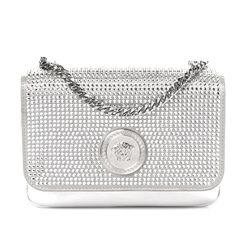 Authentic Versace Silver Leather Crossbody Bag New Includes Dust Bag. Measurements: Base Length: 7.5 In Width: 2 In Height: 4.25 In Drop: 24 In Luxury Silver Bag With Chain Strap, Luxury Silver Bags With Chain Strap, Luxury Silver Crossbody Shoulder Bag, Luxury Shoulder Bag With Silver-tone Logo Plaque, Luxury Rectangular Bag With Silver-tone Logo Plaque, Silver Luxury Clutch Shoulder Bag, Luxury Silver Clutch Shoulder Bag, Luxury Formal Shoulder Bag With Silver-tone Logo Plaque, Chic Formal Shoulder Bag With Silver-tone Logo Plaque