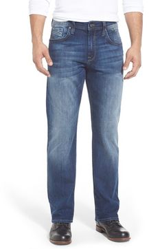 Mavi Jeans 'Matt' Relaxed Fit Jeans (Mid Indigo Cooper) available at #Nordstrom Jean Top Outfits, Jeans Outfit Winter, Jeans Outfit Fall, Jeans Outfit Summer, Winter Jeans, Plaid Dress Shirt, Slim Fit Dresses, Twill Pants, Relaxed Fit Jeans