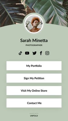 an email form for a photographer with the text,'my profile sign my petition visit my online store contact me '