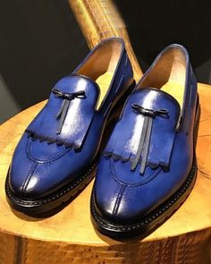 Bespoke Shoes for Men - Buy Men Bespoke Shoes Online - GentWith Blue Brogue-detailed Loafers For Galas, Classic Blue Slip-on Oxfords, Blue Leather Sole Slip-on Moccasins, Blue Round Toe Tassel Loafers For Business, Blue Slip-on Tassel Loafers With Leather Sole, Blue Leather Sole Tassel Loafers Slip-on, Blue Tassel Loafers For Galas With Round Toe, Blue Brogue Loafers For Galas, Blue Loafers With Brogue Detailing For Galas