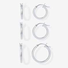 This timeless earring set includes 3 pairs of huggie hoops with an outer diameter of 14mm, 16mm, and 20mm. These hoop earrings can be worn alone or stacked together, making them perfect for everyday wear. Description: Measurements: Outer Diameter: 14mm (.55"), 16mm (.62"), and 20mm (.78"); Hoop thickness: 2mm. 925 Sterling Silver Post. 18K Yellow Gold or Rhodium plated. Hypoallergenic, nickel free, and lead-free. Earring Pack, Gold Huggie Hoop Earrings, Gold Hoop Earring, Earrings 3, Zirconia Earrings, Sterling Silver Hoop Earrings, Huggie Hoop Earrings, Sterling Silver Hoops, Everyday Jewelry