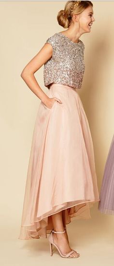 Two Piece Shining Prom Dress Women Clothing Prom Dress Sukienki Maksi, Sequins Top, Fest Outfits, Pink Homecoming Dress, Piece Prom Dress, فستان سهرة, Pink Prom Dresses, Elie Saab, Mode Inspiration