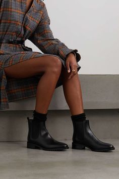 MANOLO BLAHNIK Chelata 30 leather Chelsea boots | NET-A-PORTER Ankle Chelsea Boots Outfit, Chelsea Boots Outfit, Shoes Boots Ankle, Manolo Blahnik Shoes, Black Chelsea Boots, Leather Chelsea Boots, Celebrity Outfits, Fall Shopping, Boots Outfit