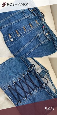 💗VINTAGE💗 Levi denim corset top y2k Corset Out Of Jeans, Upcycled Denim Corset, Jeans To Top Diy, Diy Denim Top From Jeans, Demin Corset Top