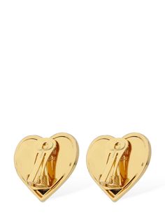 Zamak. Gold-colored brass. Logo detail . Clip on Gold Heart Stud Earrings, Gold Heart Studs, Ski Accessories, Heart Studs, Brass Jewelry, Heart Earrings Studs, Brass Earrings, Pricing Jewelry, Gold Earrings Studs