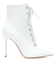 Lace-Up Leather Ankle Boots - Gianvito Rossi | mytheresa.com Chic High-top Heels With Reinforced Heel, Chic High Ankle Lace-up Boots With Reinforced Heel, Chic High-top Heeled Boots With Reinforced Heel, Elegant High-top Boots For Spring, Elegant White Evening Boots, White Calf Leather Heels With Deep Heel Cup, Elegant High-top Heeled Boots With Reinforced Heel, Fitted White Heeled Boots With Reinforced Heel, Elegant High-top Heeled Boots