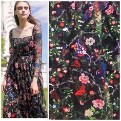 We offer a variety of fashion handmade fabric，those are widely use for wedding dress，garment and fashion cloth. we sell it by yard，our minimum order is 1 yards，and we always package it 15 yards for one roll，the width is 135cm/52 inch Material ： mesh ，Rayon,polyester. Symmetrical embroidery floral pattern, with lovely flowers in the middle, scalloped border. You can also cut and use separately. Perfect for dress, tops, wedding veil. You can split the piece up and have one scalloped edge around th Strawberry Dress, Scalloped Border, Beaded Lace Fabric, Embroidered Lace Fabric, Gown Photos, For Wedding Dress, Butterfly Dress, Flower Lace, Embroidery Lace