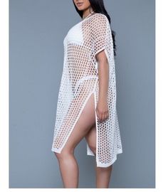 Crochet Beach Coverup Dress” White” Size L- XL  | eBay Fitted Mini Dress For Vacation, Chic Mini Length Cover-up For Vacation, Chic Long Midi Dress For Beach Cover-up, Stretch Beachwear Dress For Beach Cover-up, Chic Dresses For Resort Season, Long Midi Dress For Summer Beach Cover-up, Spring Stretch Beachwear Maxi Dress, Summer Stretch Maxi Dress For Beach Season, Stretch Midi Dress For Summer Day Out